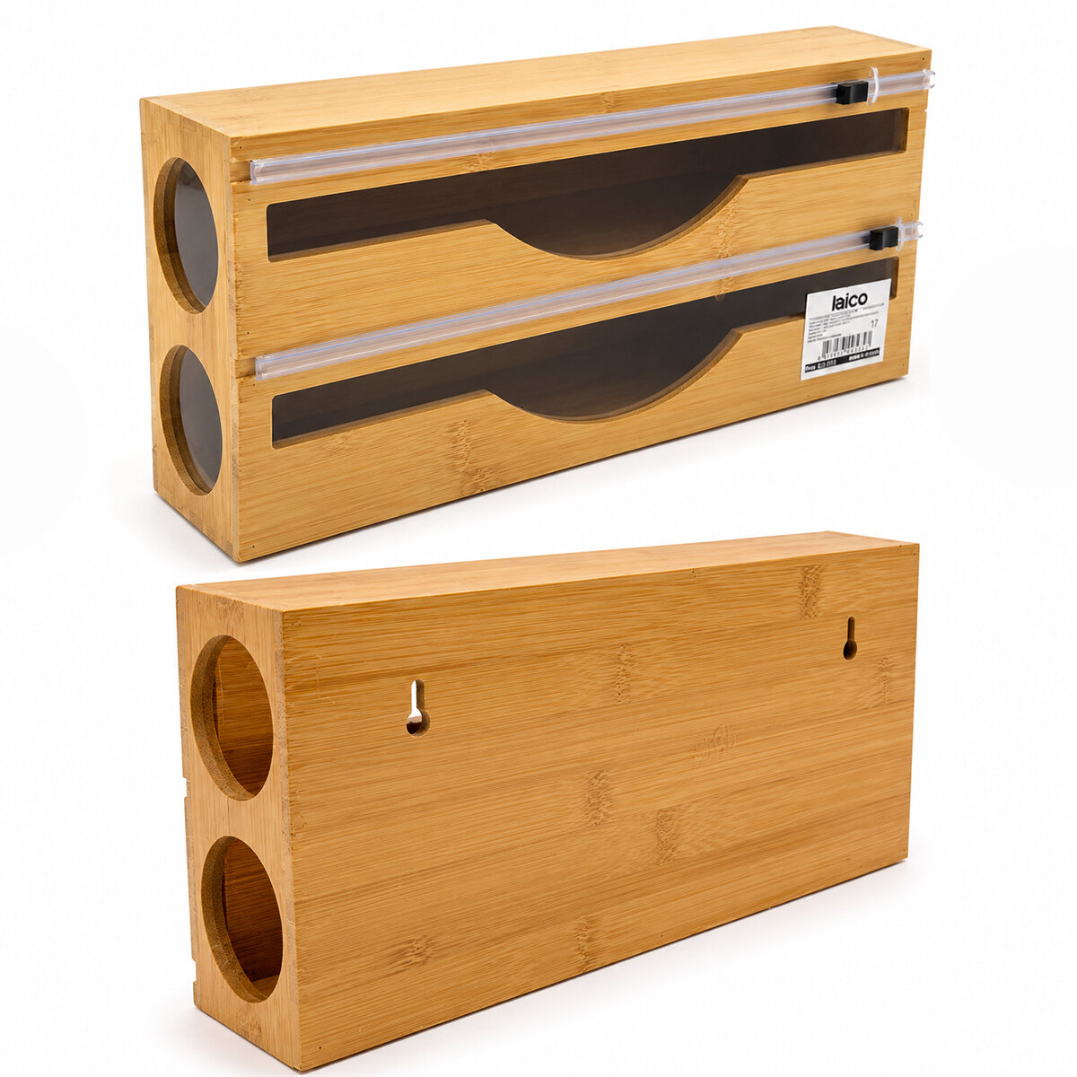 2IN1 AHŞAP BAMBU STREÇLİK - FOLYOLUK - HAVLULUK KESİCİ BIÇAK KANALLI (5616)