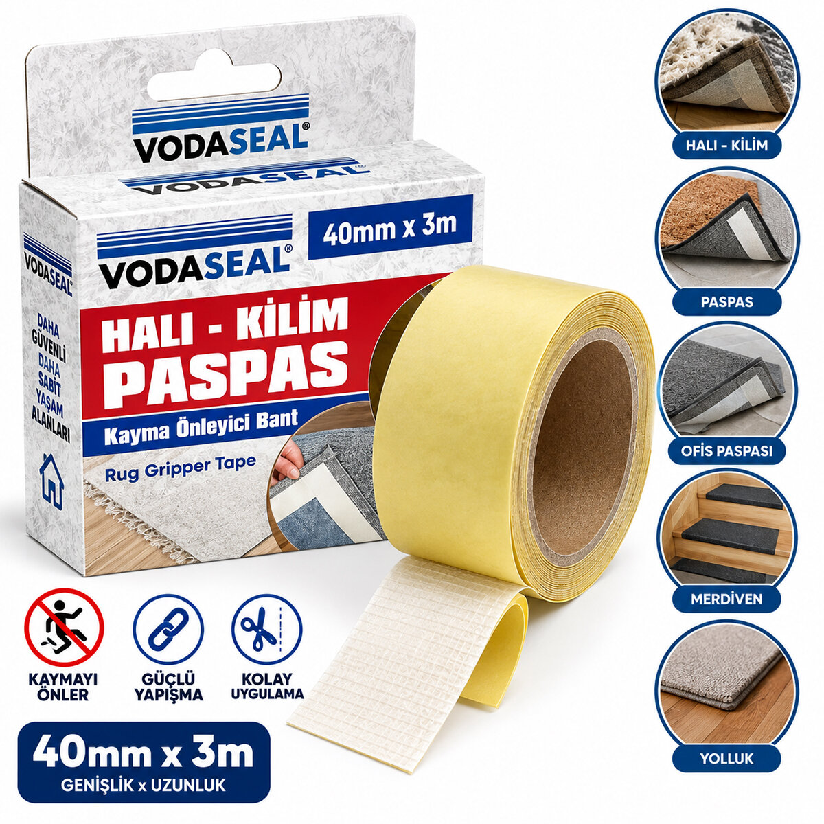 HALI - KİLİM - PASPAS KAYDIRMAZ BANT 40MMX3M (5616)