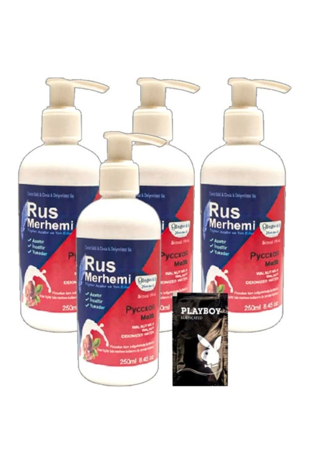 Süper Playboy 4lüx 250 ml Ceviz Sütlü & Cevizli Rus Merhemi Tüy Dökücü Krem + 1 Armağan Jel