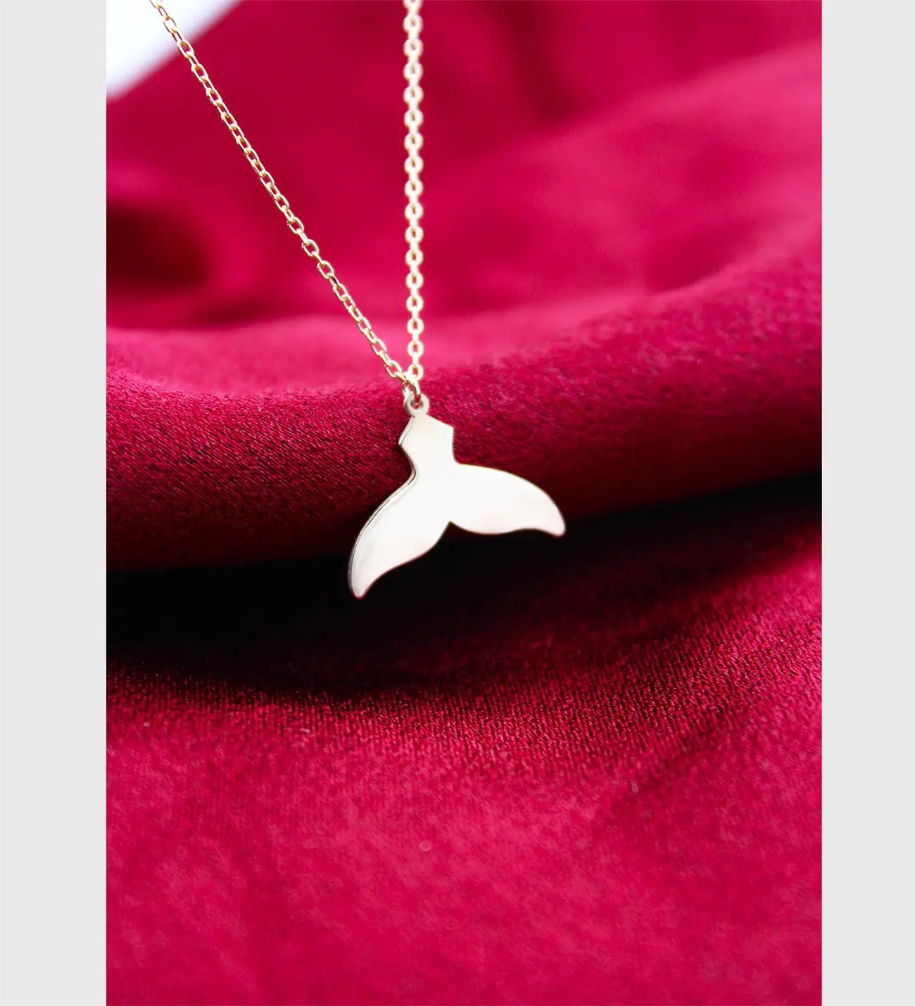 14K Altın Kaplama / Gümüş Balina Kuyruğu Kolye