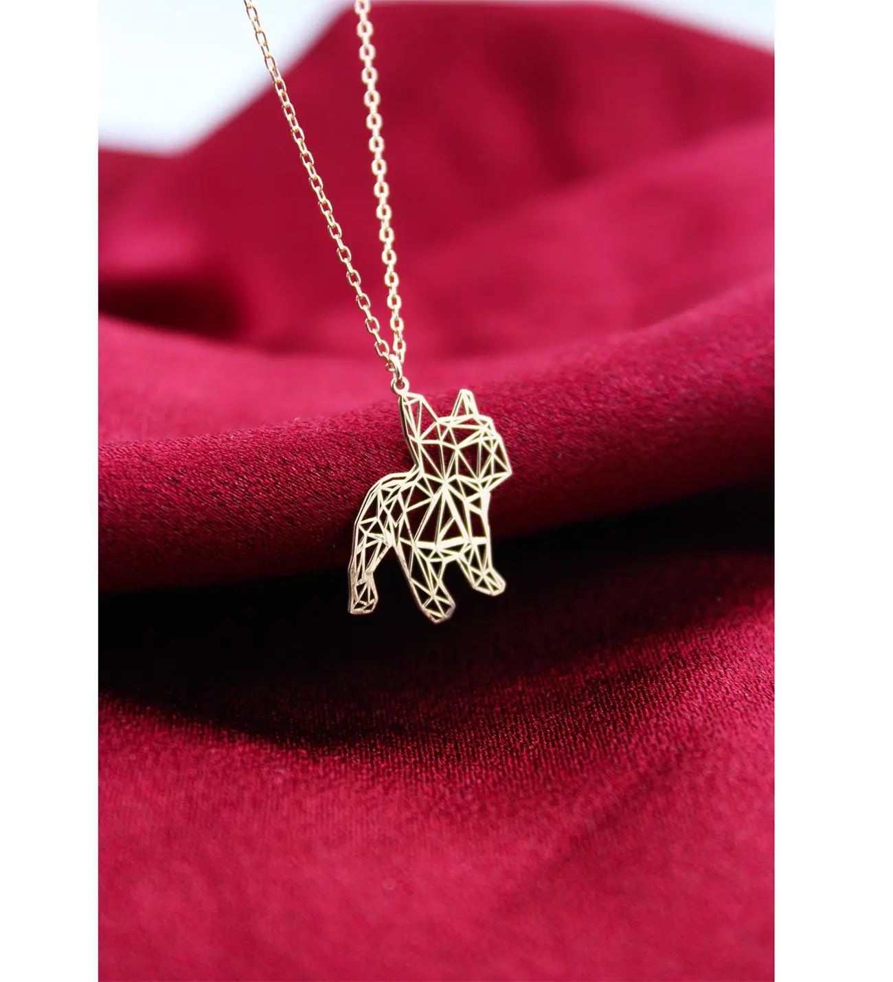 14K Altın Kaplama / Gümüş Geometrik Köpek Kolye
