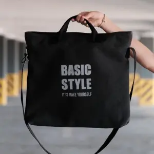 Kanvas Çapraz Askılı Tote Çanta Siyah