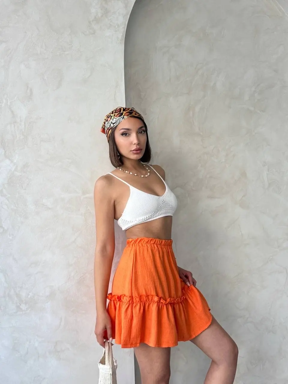 Çingene keten etek turuncu s24808