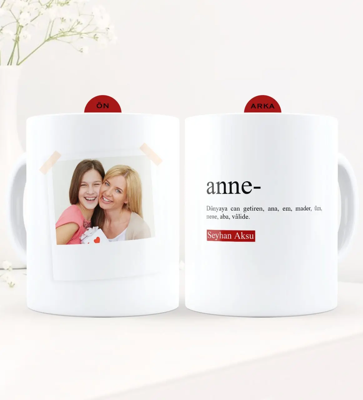 Kişiye Özel Fotoğraflı Anne Anlamı Beyaz Kupa Bardak - 4