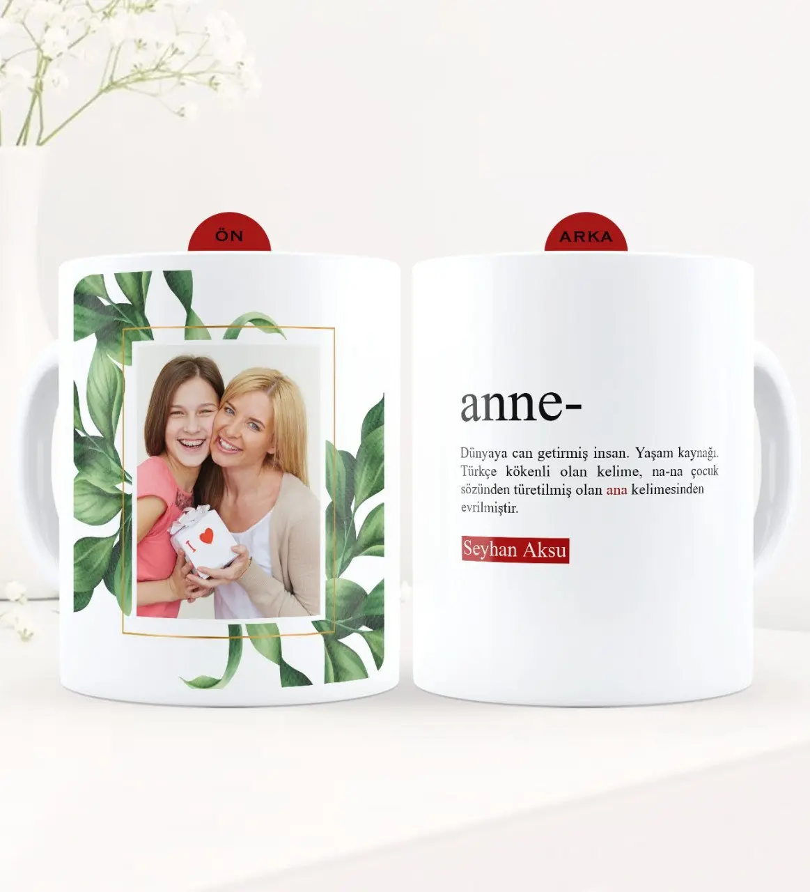 Kişiye Özel Fotoğraflı Anne Anlamı Beyaz Kupa Bardak - 1