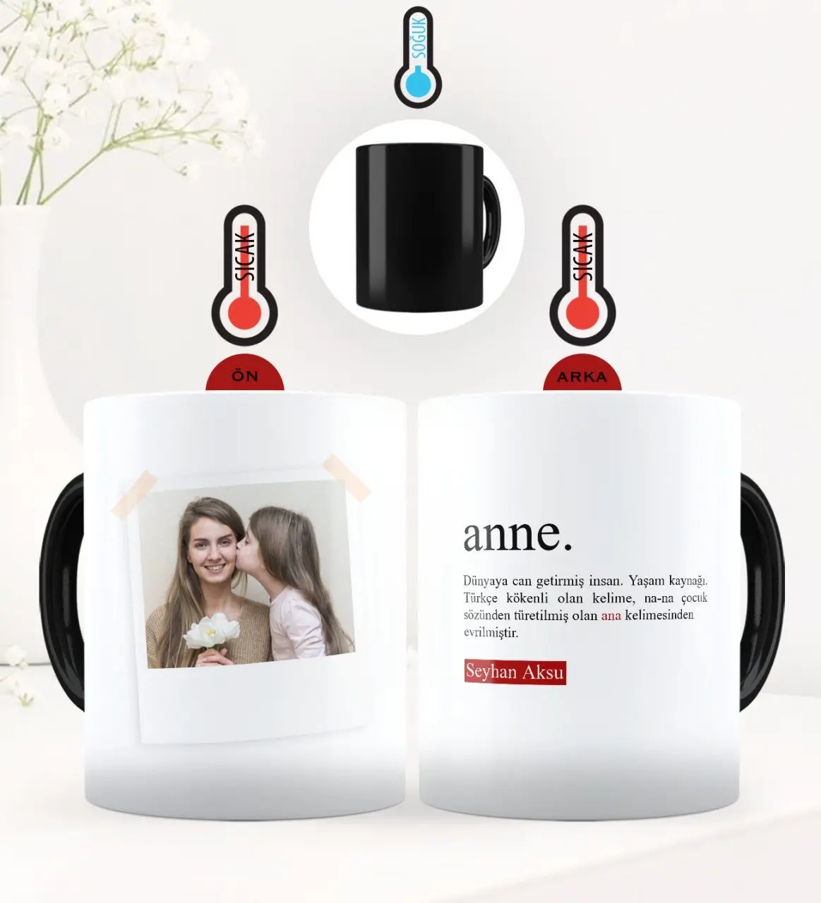 Kişiye Özel Fotoğraflı Anne Anlamı Sihirli Kupa Bardak - 2
