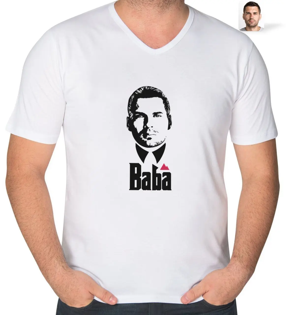 Kişiye Özel Godfather Silüet Tasarımlı V Yaka Tişört-13