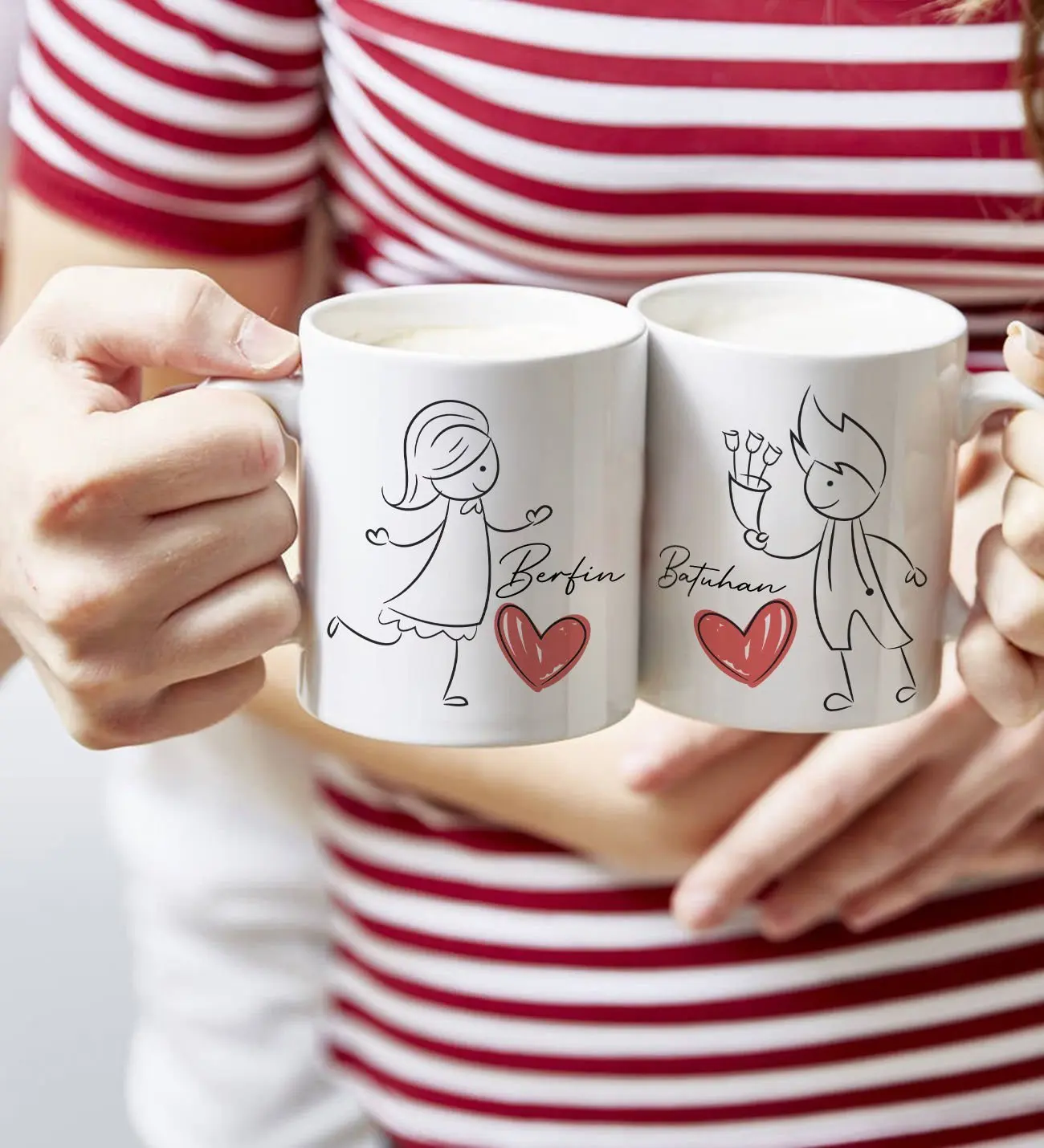 BK Gift Kişiye Özel Sevgililer Temalı 2’li Beyaz Kupa Bardak, Sevgililer Günü Hediyesi, Sevgiliye Hediye, Ev Hediyesi-10