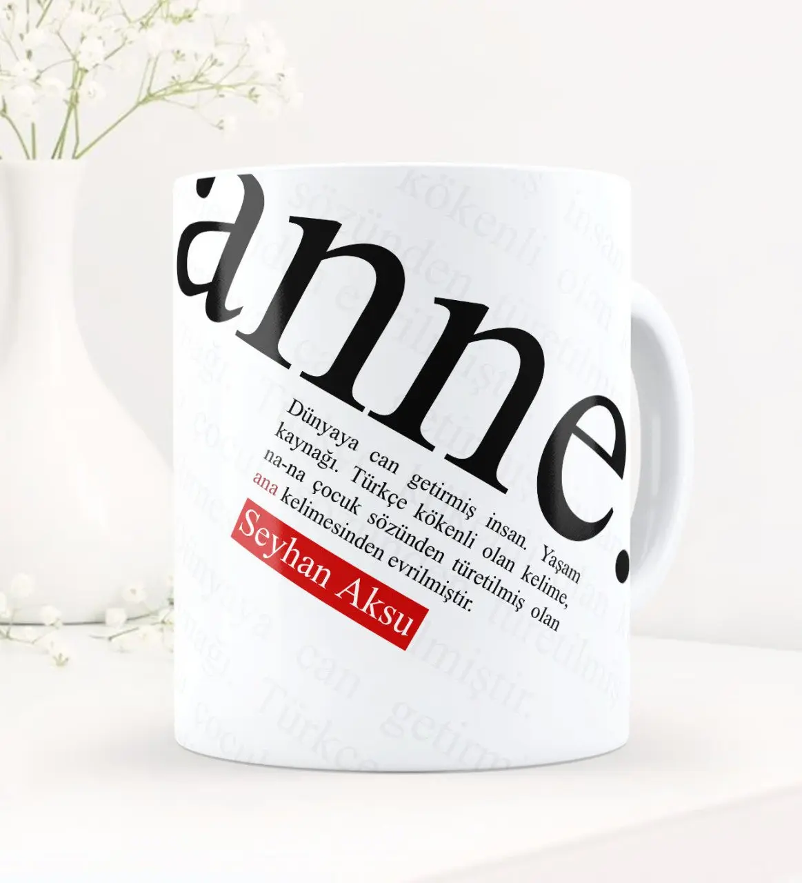 Kişiye Özel Anne Temalı Beyaz Kupa Bardak