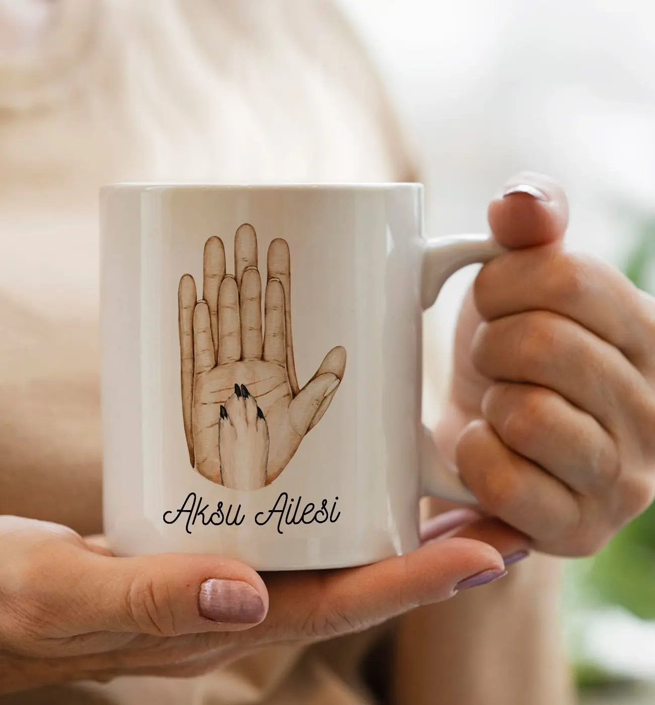 BK Gift Kişiye Özel İsimli Aile ve Pati Beyaz Kupa Bardak -2, Anneye Hediye, Yeni Doğum Hediye