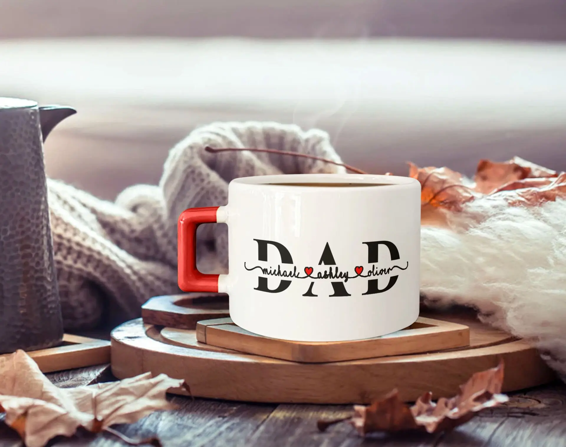 BK Gift Kişiye Özel İsimli Kırmızı Kulplu Çay & Kahve Fincanı-4, Arkadaşa Hediye, Sevgiliye Hediye