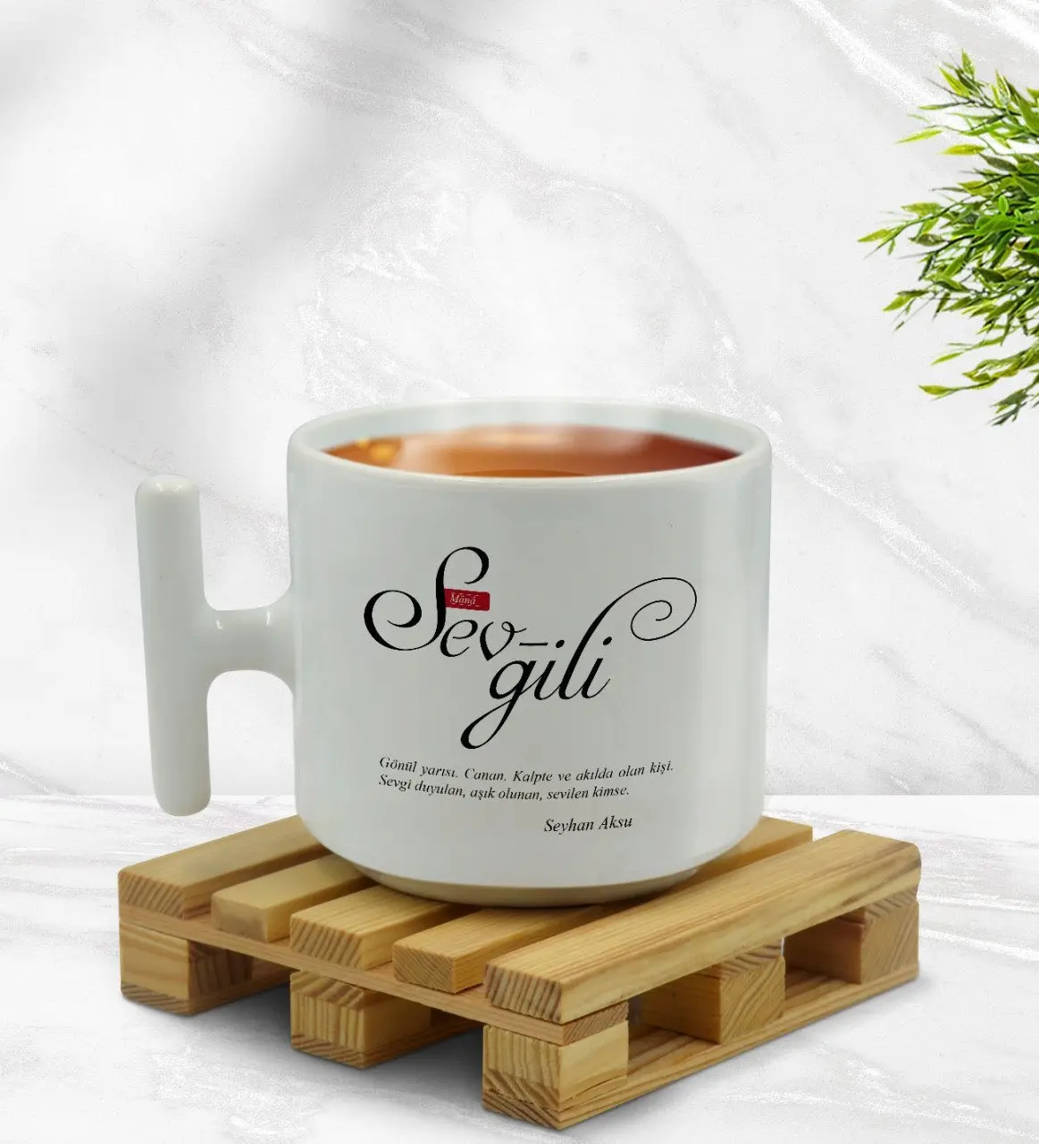 Kişiye Özel Mânâ Sevgili Tasarımlı T Kulplu Beyaz Middle Kupa Bardak-1