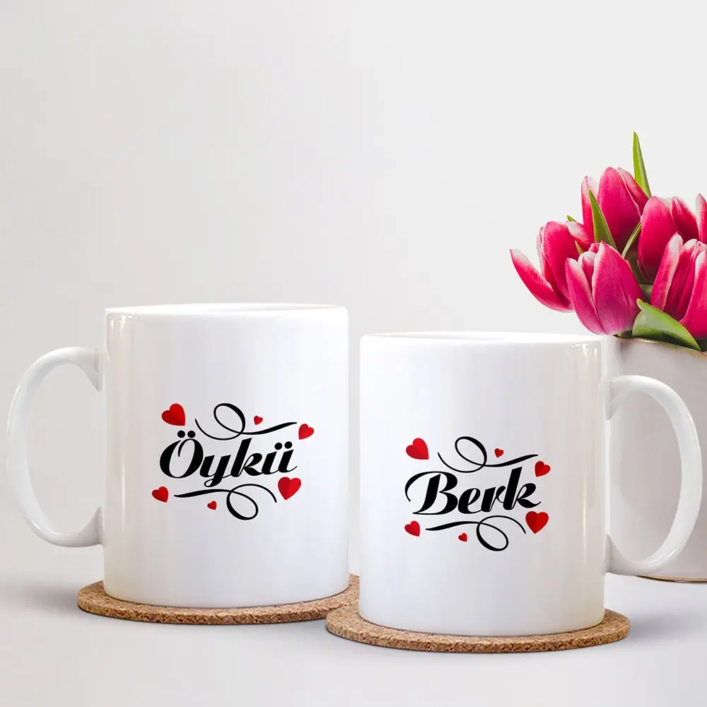 Kişiye Özel İkili İsimli Beyaz Sevgili Kupası - 3