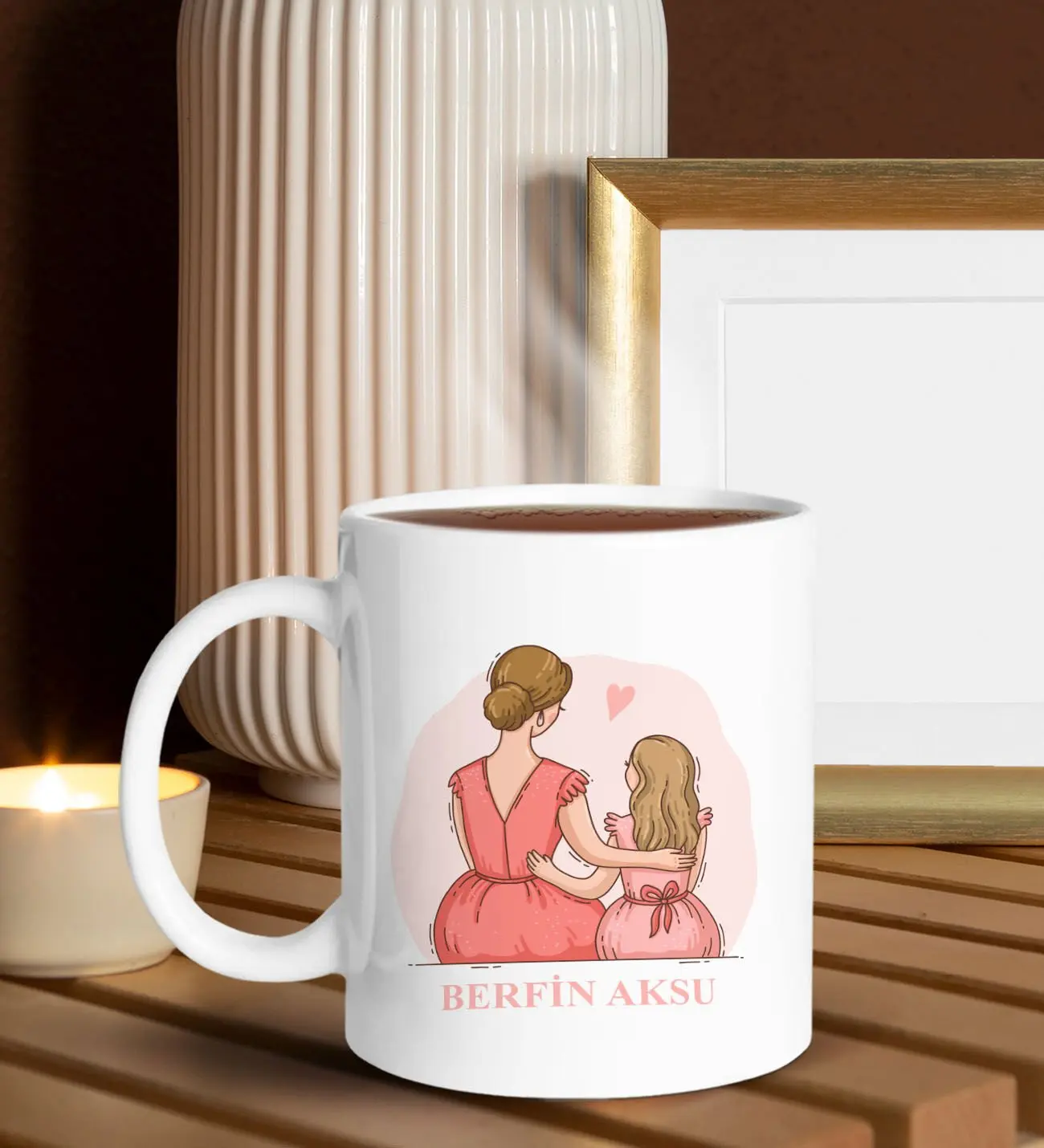 BK Gift Kişiye Özel Anneler Günü Temalı Beyaz Kupa Bardak, Anneler Günü Hediyesi, Anneye Hediye, Ev Hediyesi-5