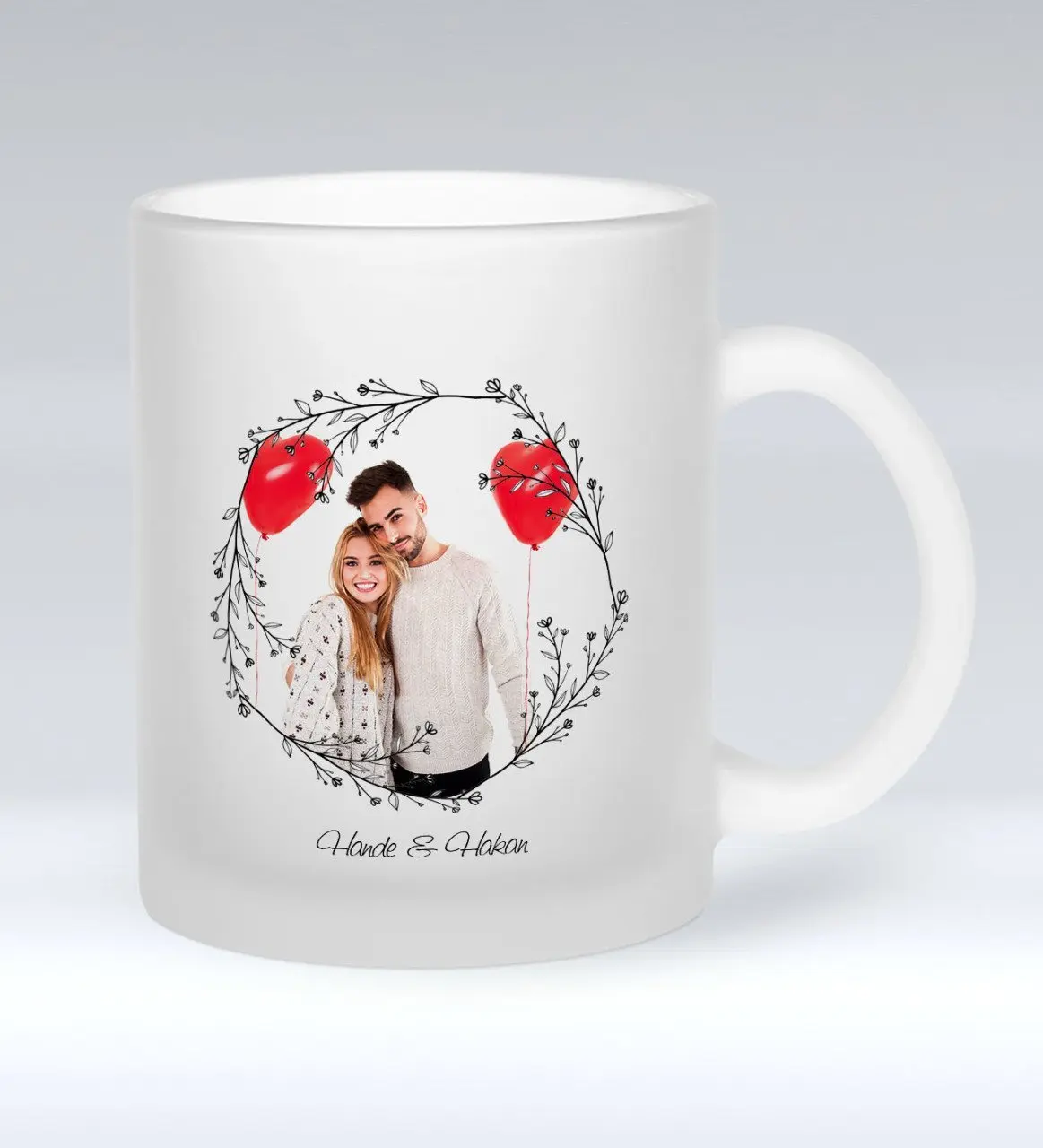 Kişiye Özel İsimli Fotoğraflı Buzlu Cam Kupa Bardak-26