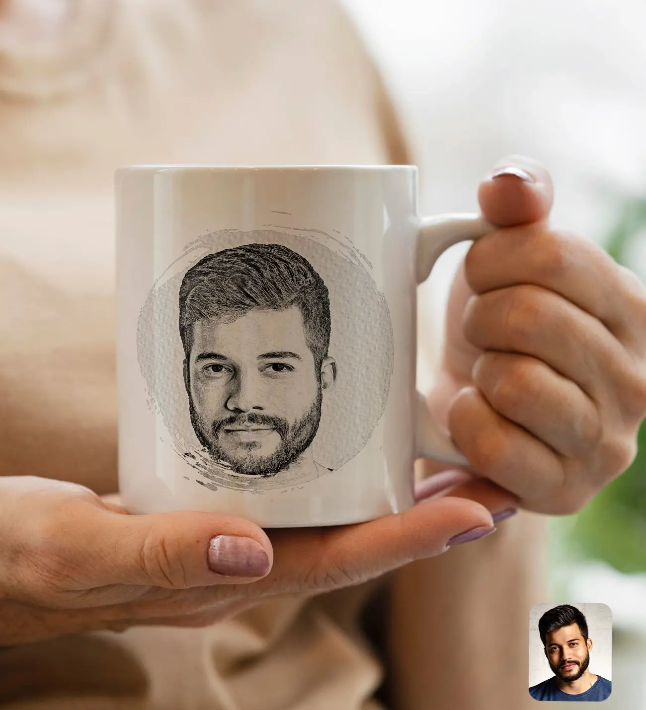 BK Gift Kişiye Özel Karakalem Beyaz Kupa Bardak, Karakalem Kupa, Arkadaşa Hediye, Sevgiliye Hediye