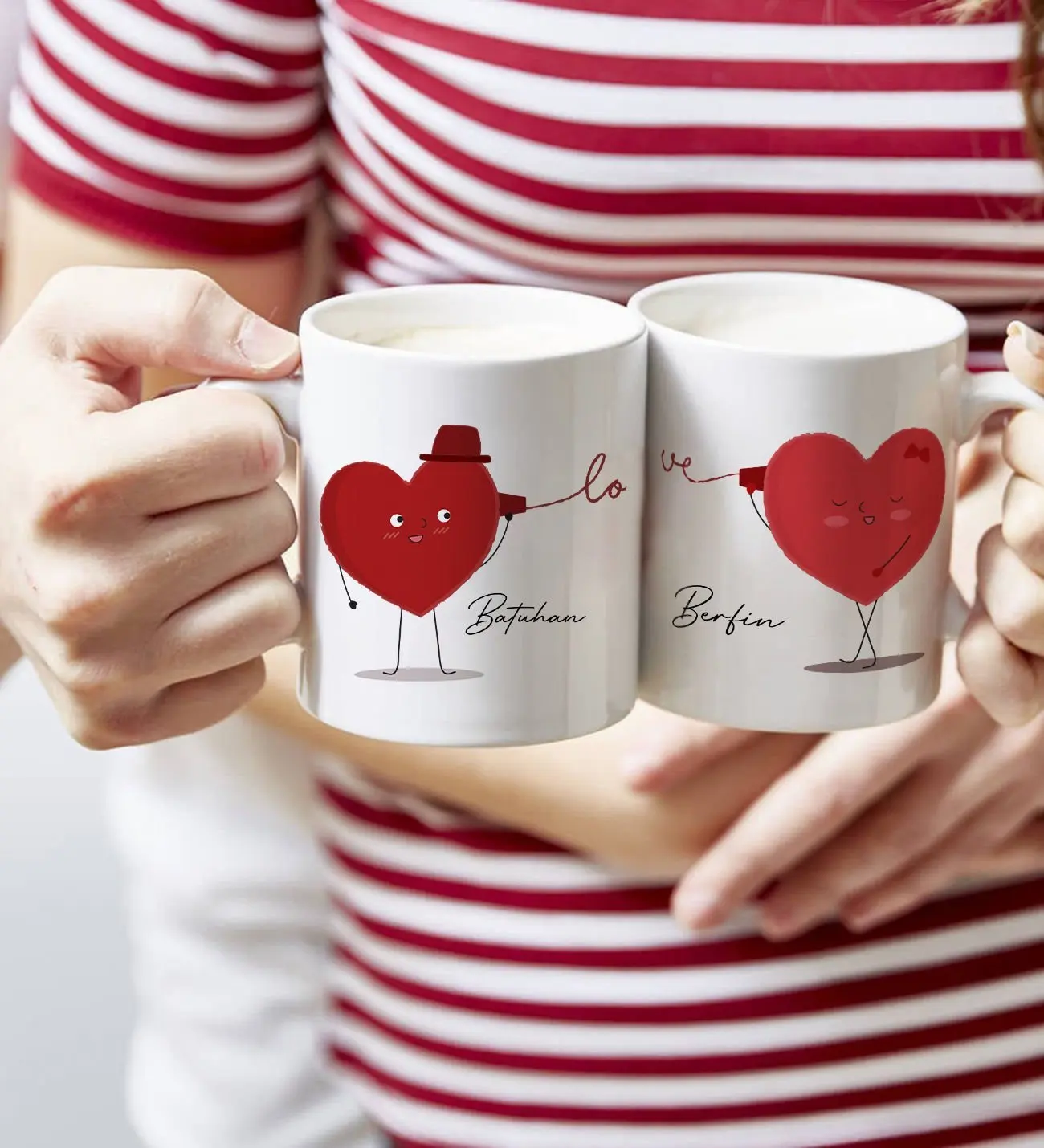 BK Gift Kişiye Özel Sevgililer Temalı 2’li Beyaz Kupa Bardak, Sevgililer Günü Hediyesi, Sevgiliye Hediye, Ev Hediyesi-7