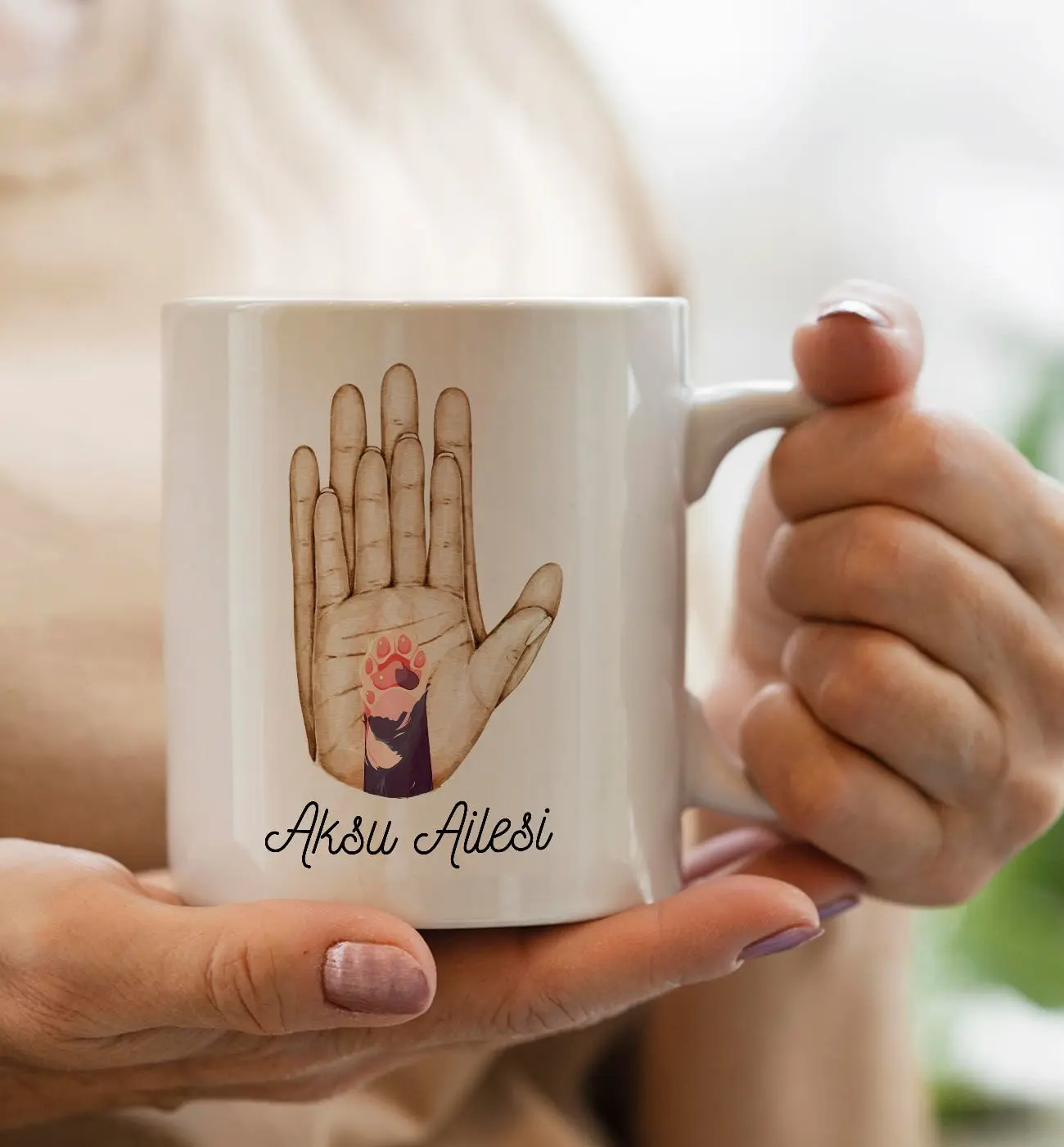 BK Gift Kişiye Özel İsimli Aile ve Pati Beyaz Kupa Bardak -3, Anneye Hediye, Yeni Doğum Hediye