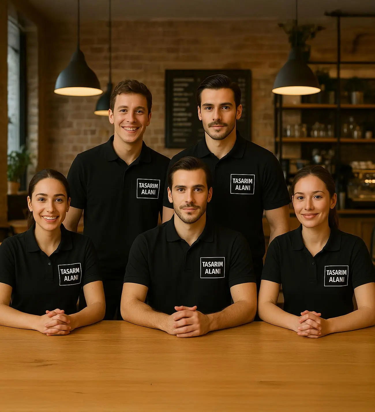 BK Gift Kişiye Özel Logolu 5`li Siyah Polo Yaka Tişört-1, Sevgiliye Hediye, Firma T-shirt, Logolu T-shirt