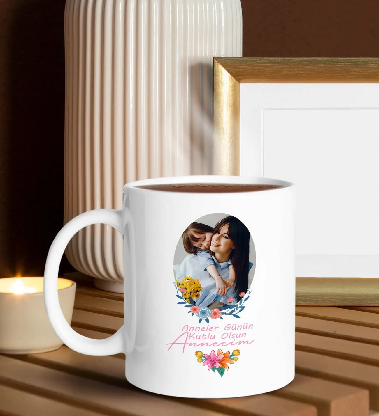 BK Gift Kişiye Özel Fotoğraflı Anneler Günü Temalı Beyaz Kupa Bardak, Anneler Günü Hediyesi, Anneye Hediye, Ev Hediyesi-1