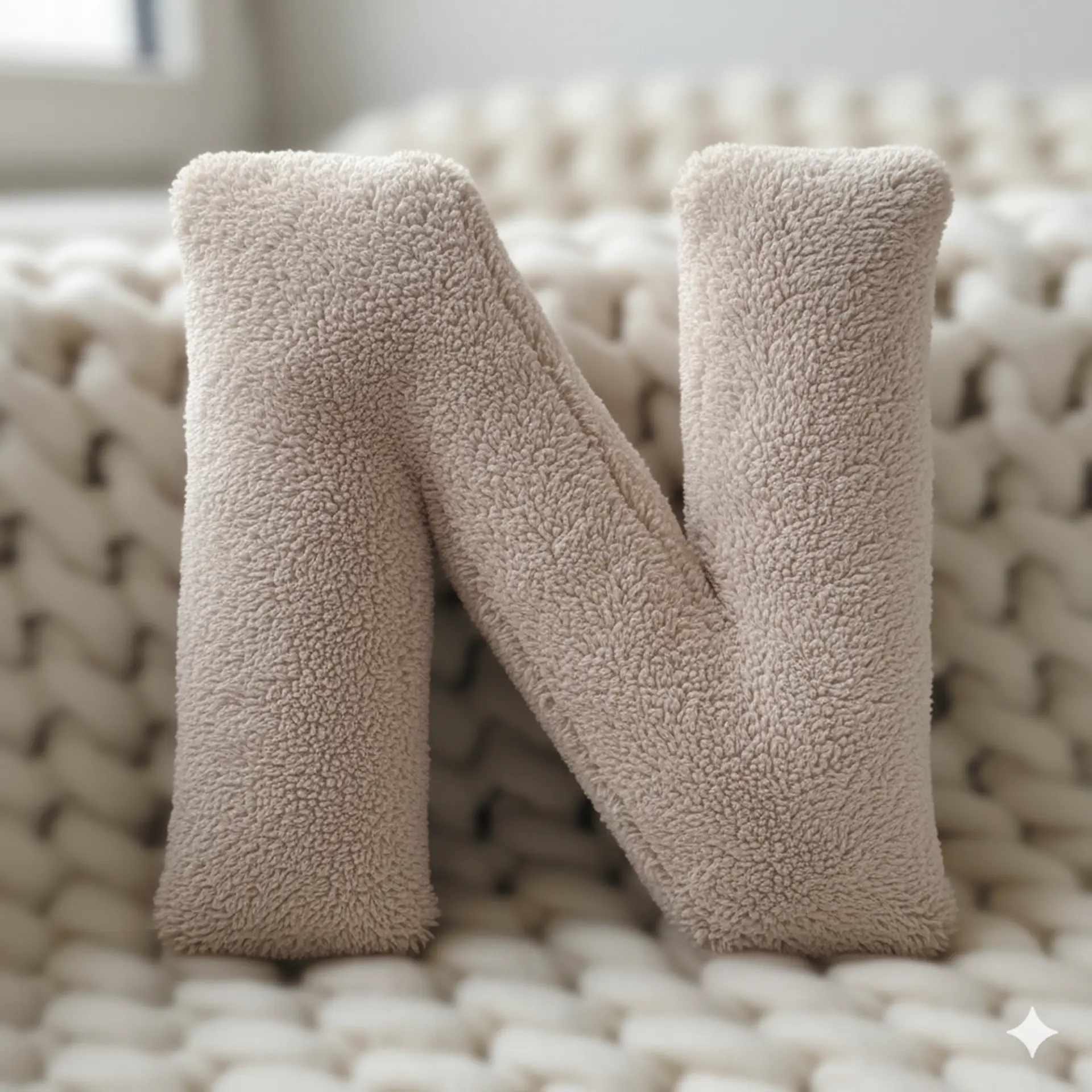 Litera, N Harfi, Yastık, Kırlent, Elyaf Dolgulu, Welsoft Kumaş, 40 Cm