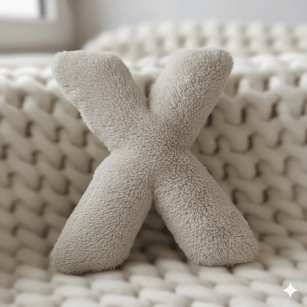 Litera, X Harfi, Yastık, Kırlent, Elyaf Dolgulu, Welsoft Kumaş, 40 Cm