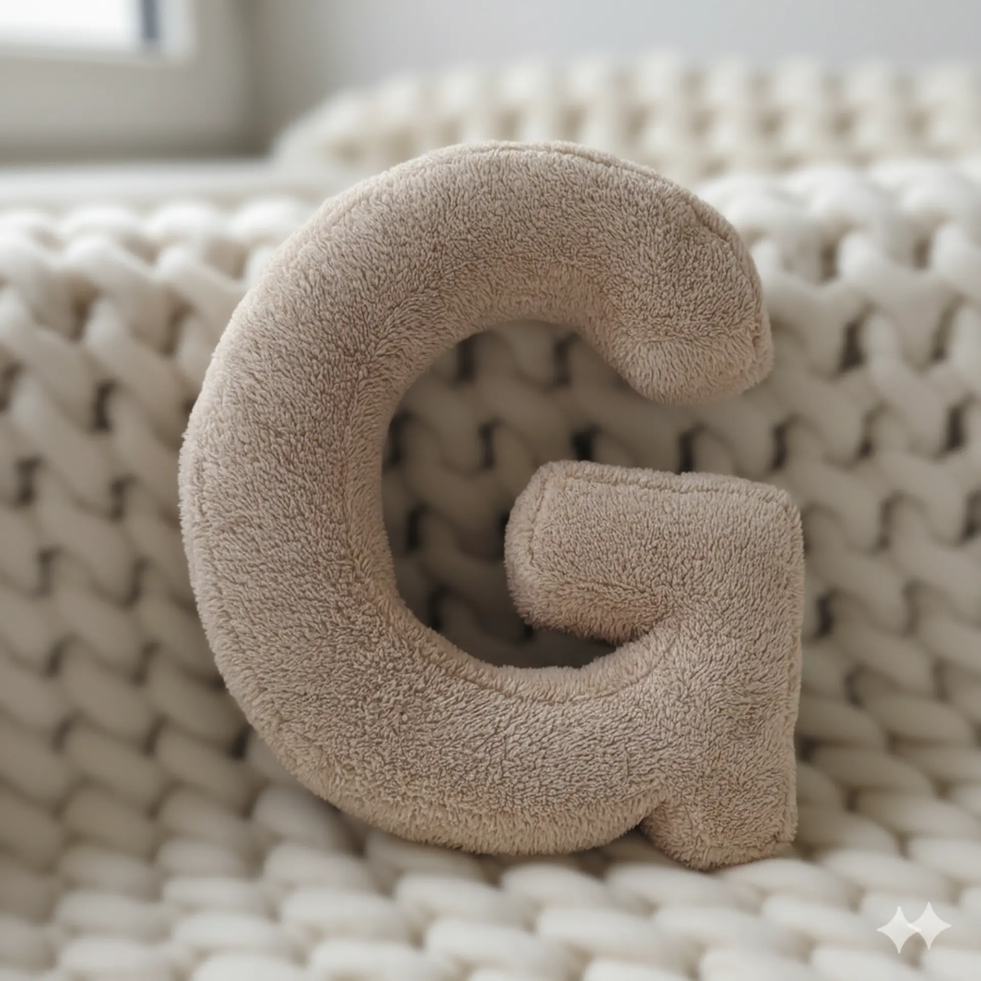 Litera, G Harfi, Yastık, Kırlent, Elyaf Dolgulu, Welsoft Kumaş, 40 Cm