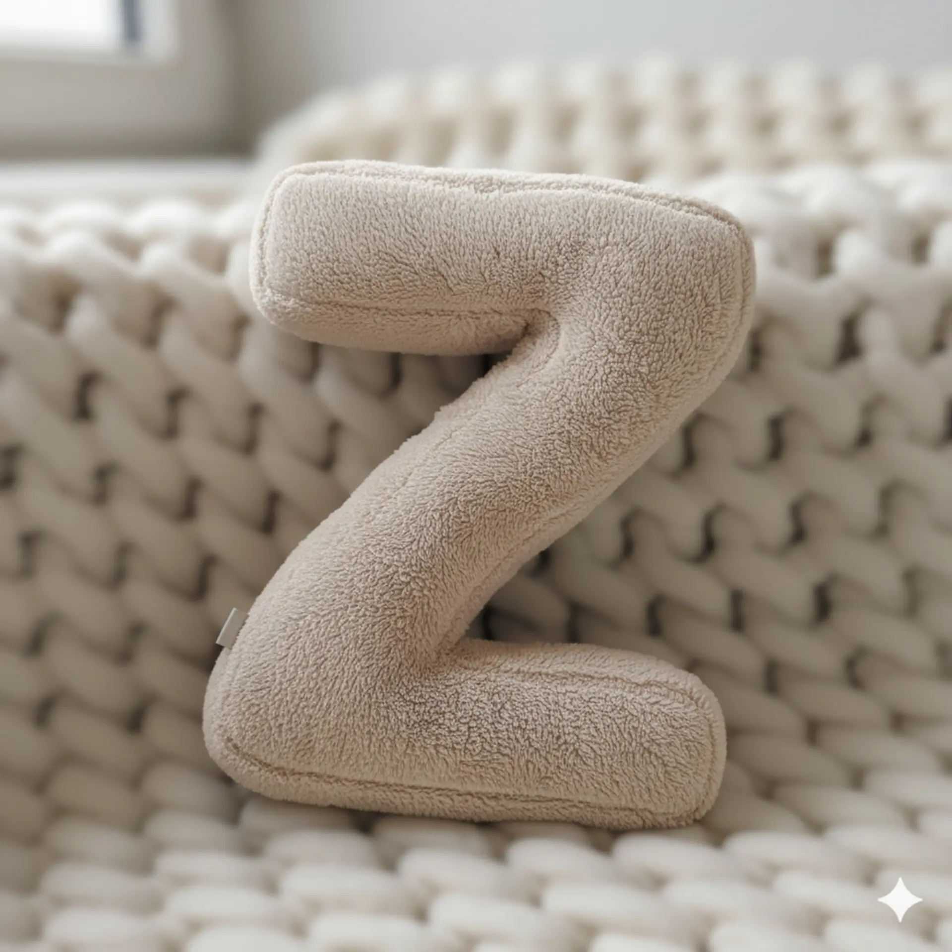 Litera, Z Harfi, Yastık, Kırlent, Elyaf Dolgulu, Welsoft Kumaş, 40 Cm