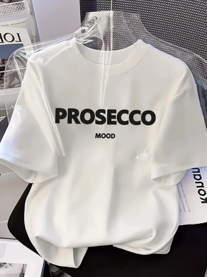 Baskılı Oversize Bisiklet Yaka T-shirt - Beyaz