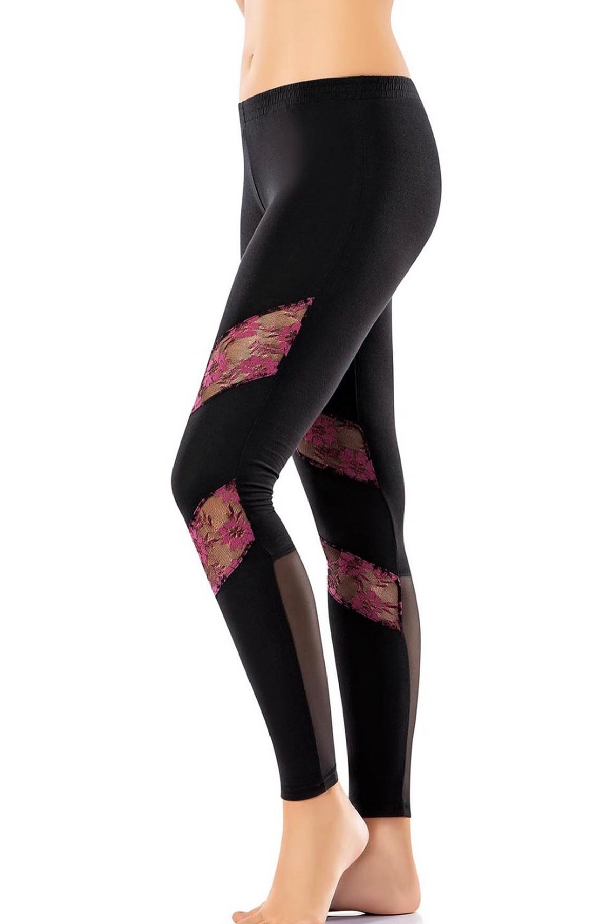 Derya Kurşun Tül Dantel Detaylı Kadın Tayt 0580