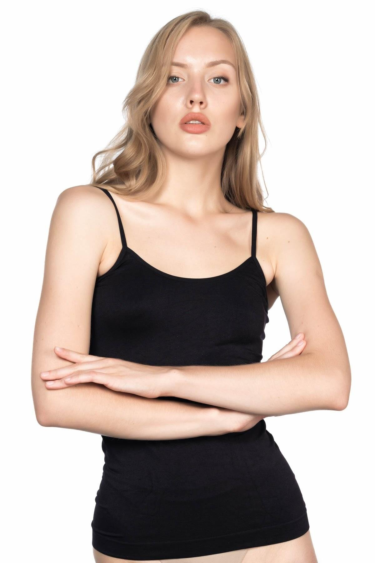 SİYAH MI Emay 5001 Soft İp Askılı Uzun Atlet