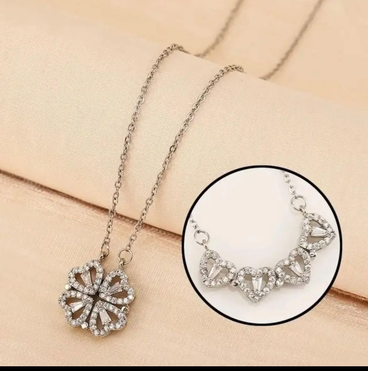 Çelik Sılver Açılır Kapanır Kolye