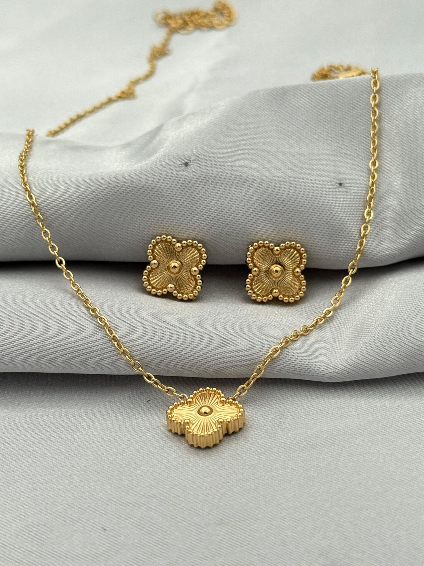 Çelik Küpe Kolye Set // KOLYE-5392