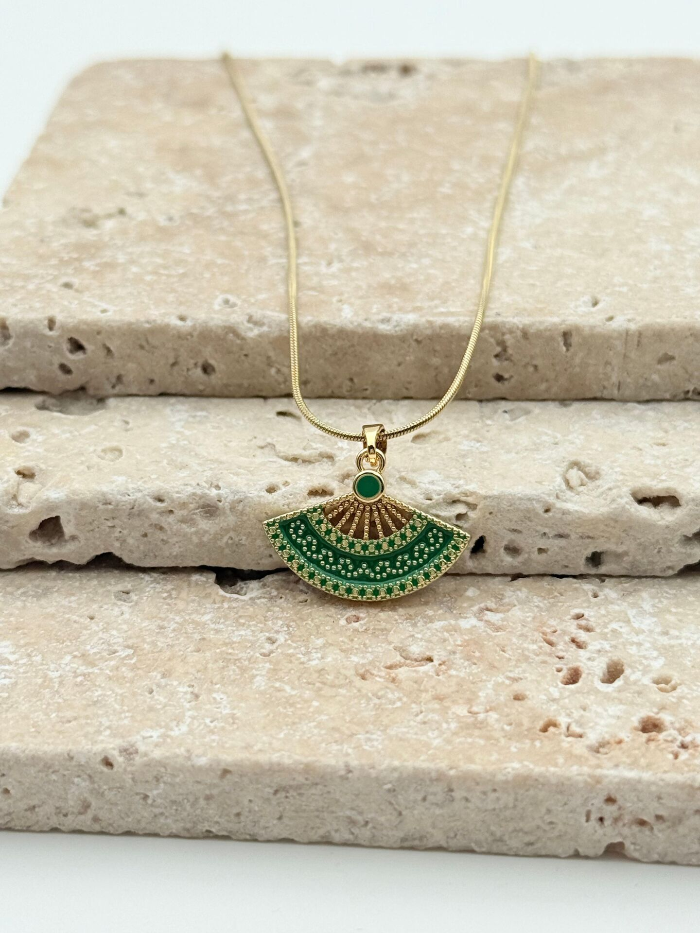 Çelik Yelpaze Kolye // KOLYE-5731