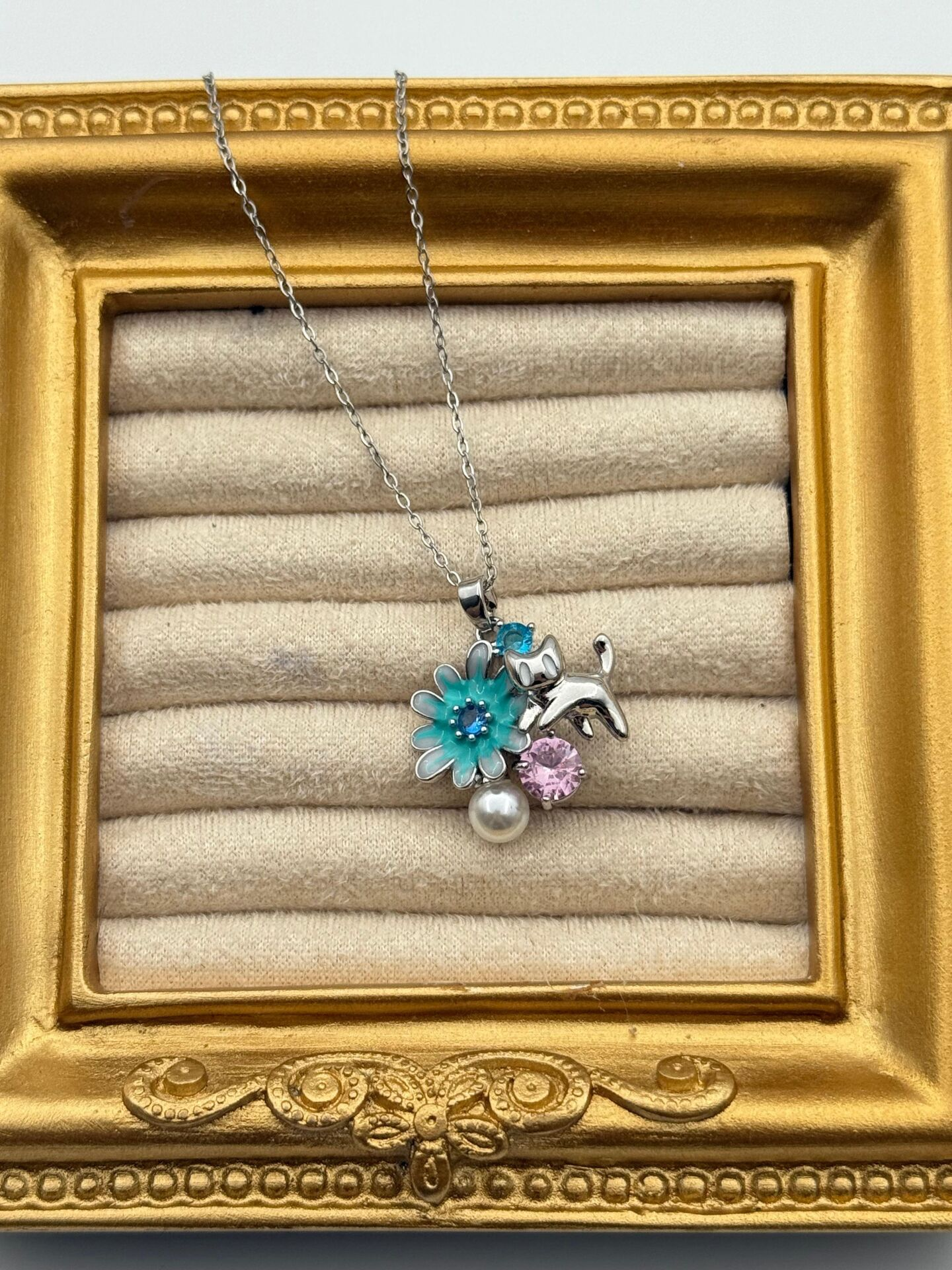 Çelik Çiçek Kolye 45cm // KOLYE-5754