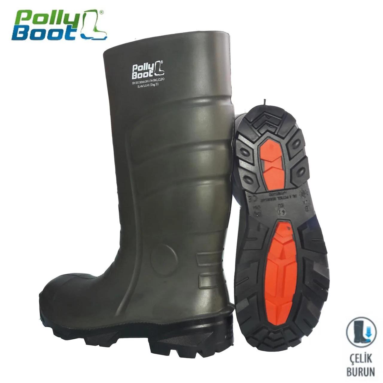 Pollyboot Vega 49 Numara Çelik Blu Çizme Poliüratan